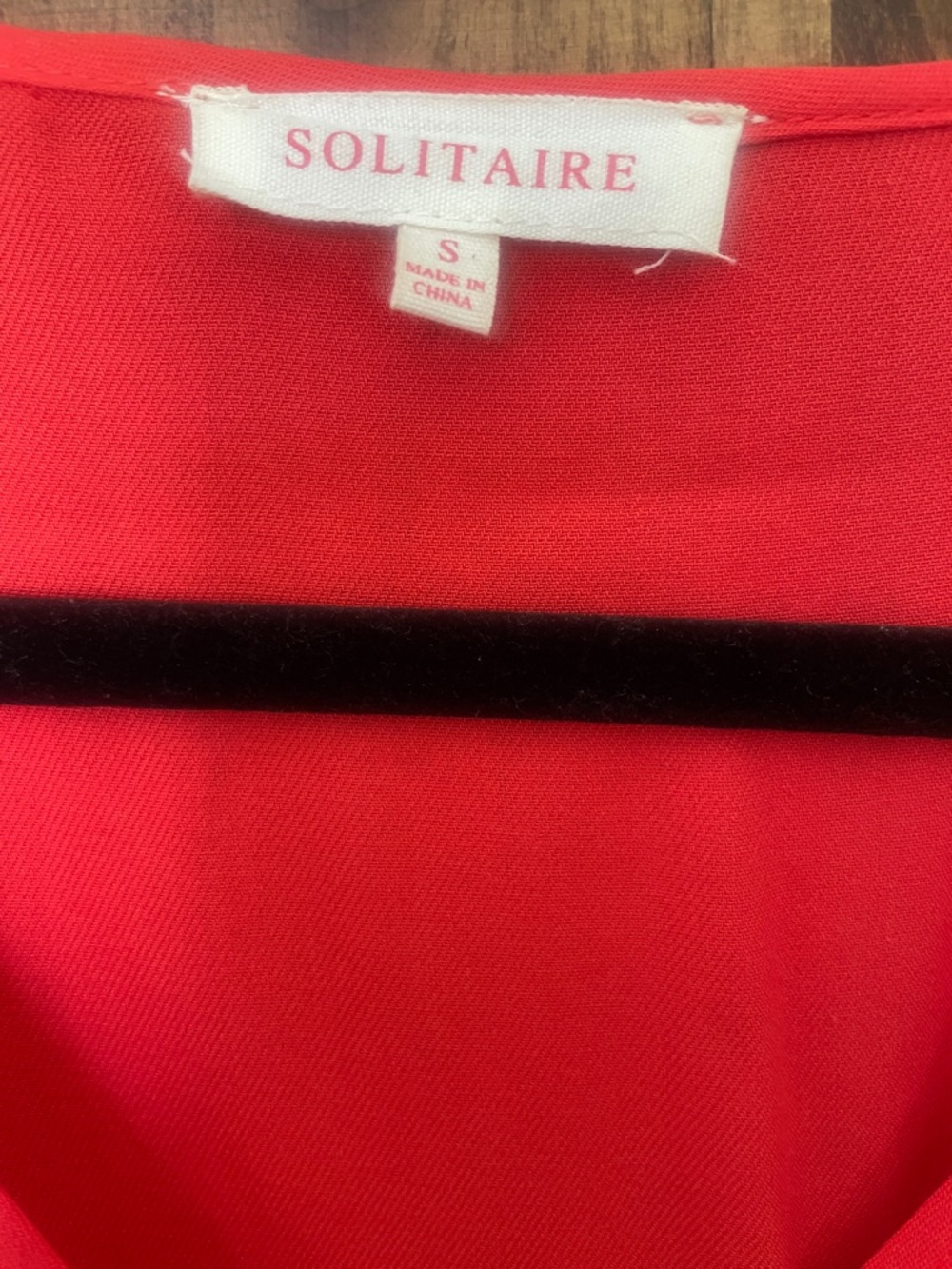 Solitaire Vibrant Red V-Neck Ruffle Sleeve Dress - Picture 3 of 5